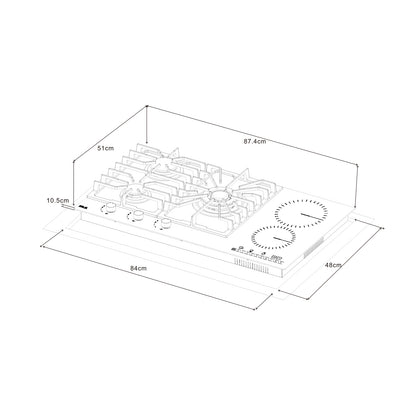 Tope de Cocina Vitrocerámica Mixto 90 cm 220V Sicilia Touch 90 Drija