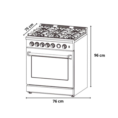 Cocina a Gas de Acero Aspecto Industrial 30" Venecia 76 Drija