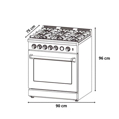 Cocina a Gas de Acero Aspecto Industrial 36" Venecia 90 Drija
