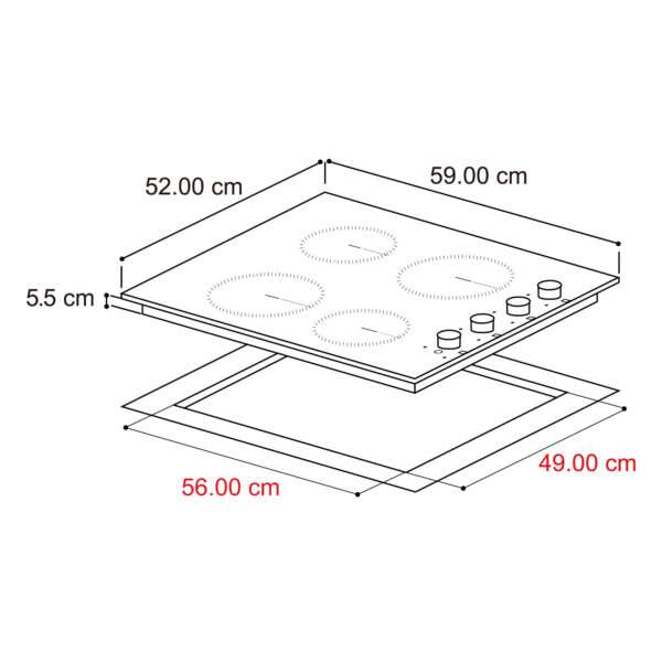 Tope de Cocina Eléctrico de Vitrocerámica 24" 220V Bari 60A Drija