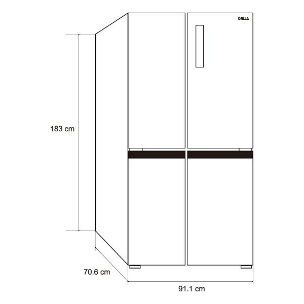 Nevera Side by Side de 4 Puertas Negra 542 Litros BLACK19D4P Drija