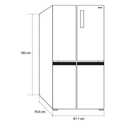 Nevera Side by Side de 4 Puertas Negra 542 Litros BLACK19D4P Drija