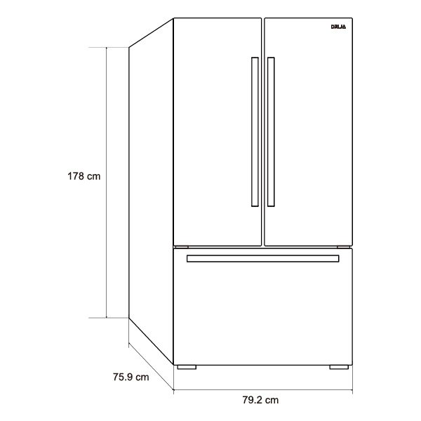 Nevera Side by Side de 3 Puertas de Acero 500 Litros INOX Drija