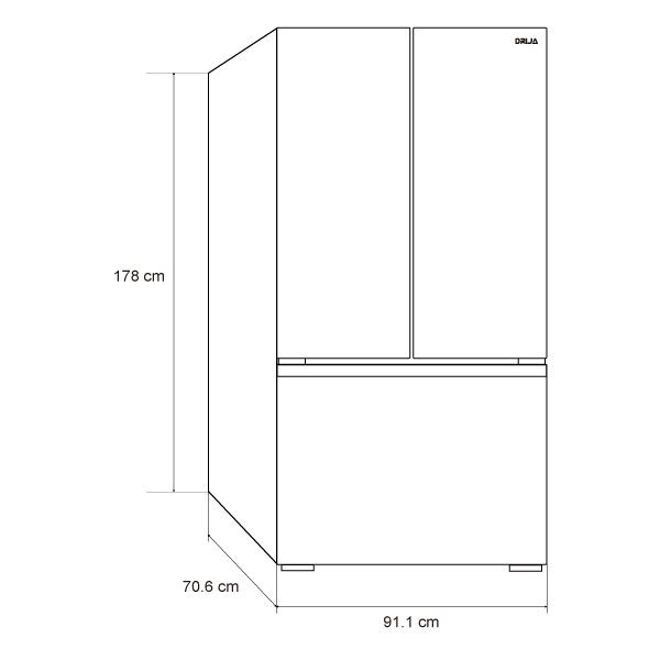 Nevera Side by Side de 3 Puertas de Acero 20" 576 Litros INOX20D3P Drija