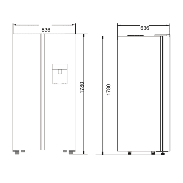 Nevera Side by Side de Acero de 435 Litros INOX Drija