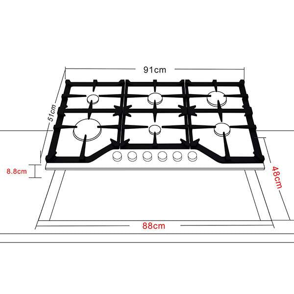 Tope de Cocina a Gas de Acero 91 cm Milan 91 Drija