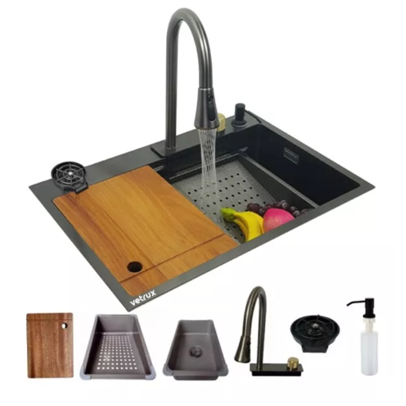 Fregador con Accesorios de 68 cm Flusso Lite 68 Vetrux