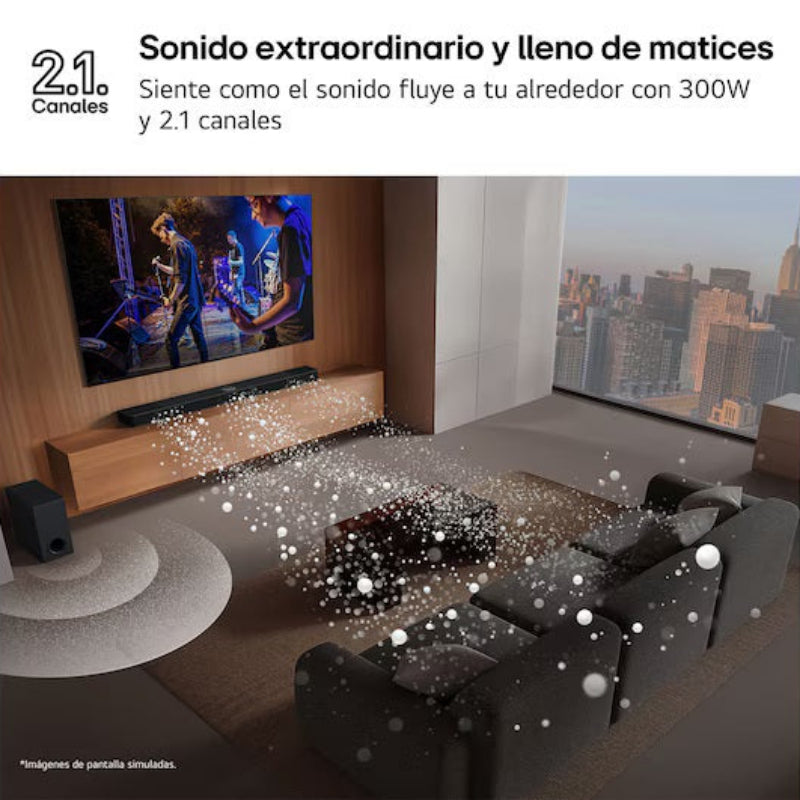 Soundbar 2.1 con Subwoofer Inalambrico Dolby Digital 300W LG