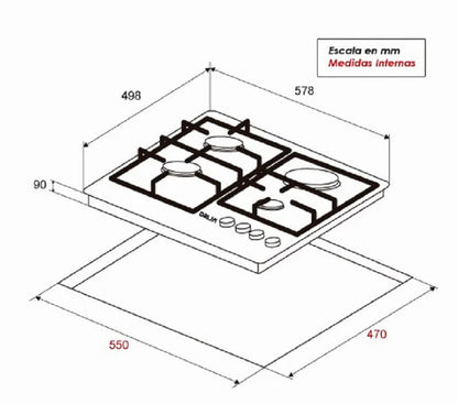 Tope de Cocina Mixto 60 cm Verona 60 Drija